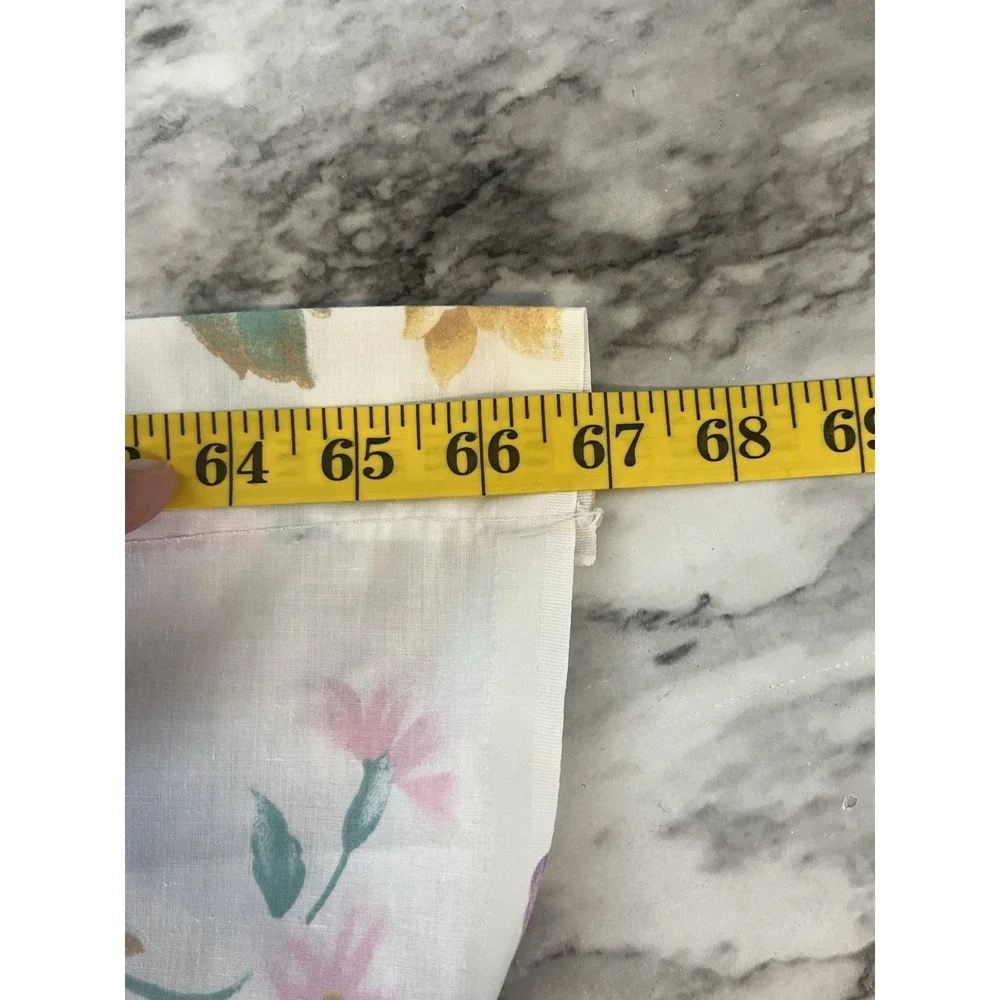 Cannon Vtg Twin Flat Sheet Floral Pink Purple Yellow Rose Cottagecore USA